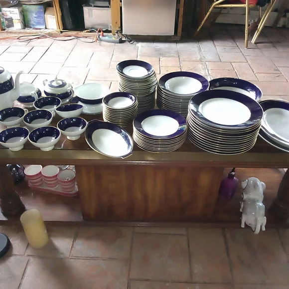 86 Rosenthal Germany Cobalt Blue, White Porcelain With 14k Gold  Encrusted